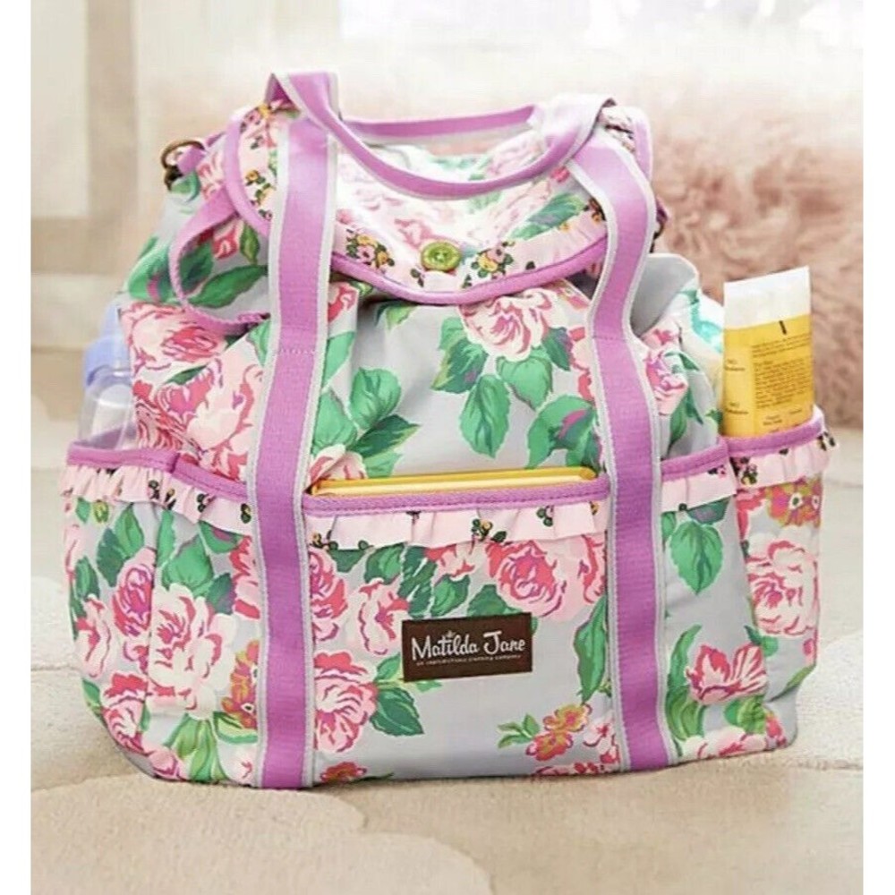 New Matilda Jane Carry It All Diaper Bag Backpack Brilliant Daydream Pink Floral - Picture 1 of 5